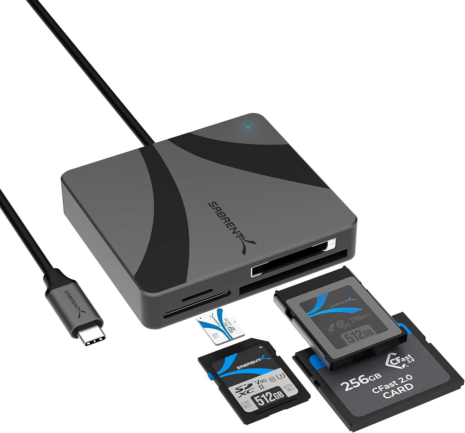 SABRENT USB-C Multi Card Reader CFexpress CFast SD CR-C4PM