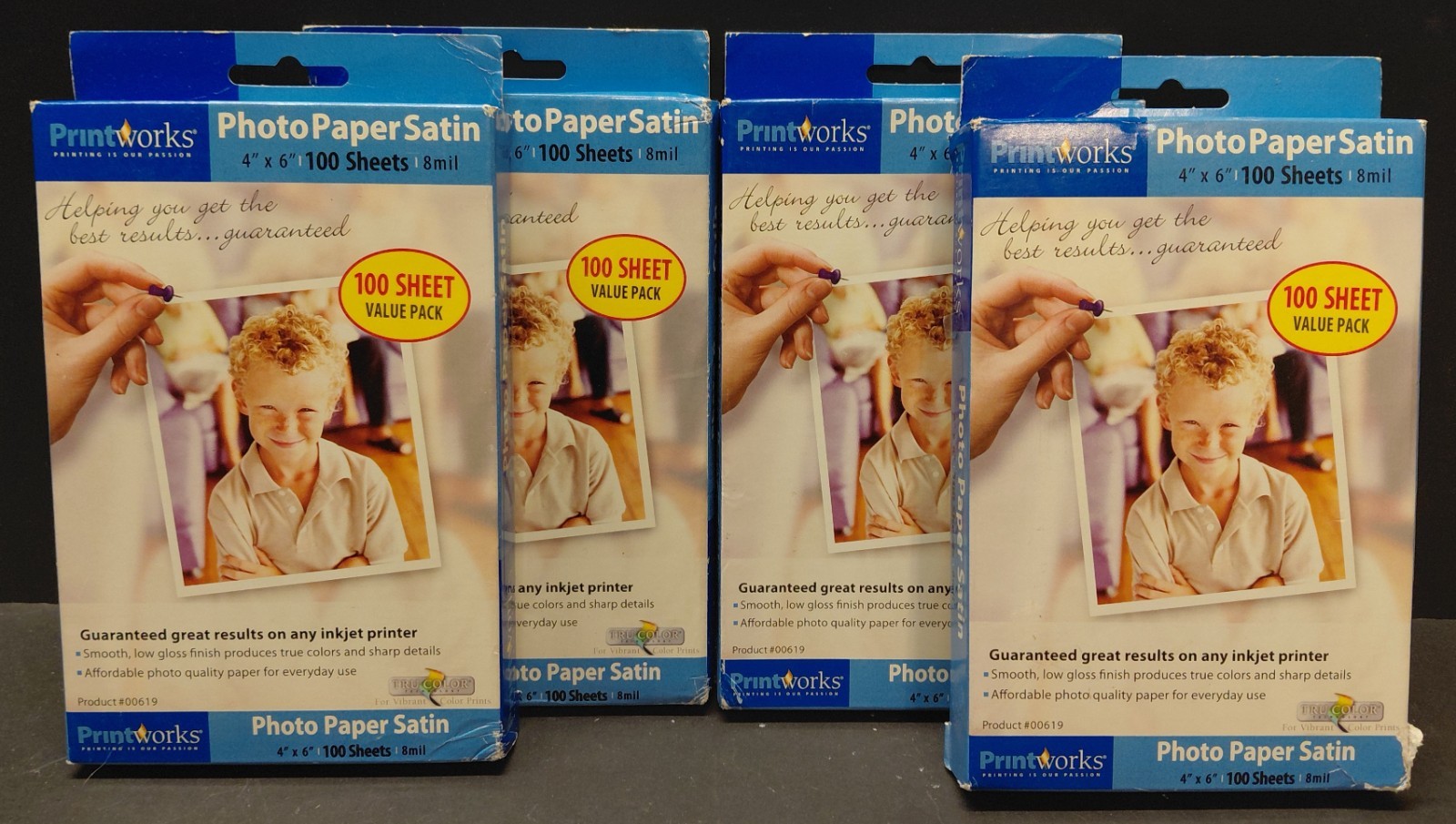 4 Pack = 400 Sheets Print Works 4x6 inch Photo Paper Satin any Inkjet Printer