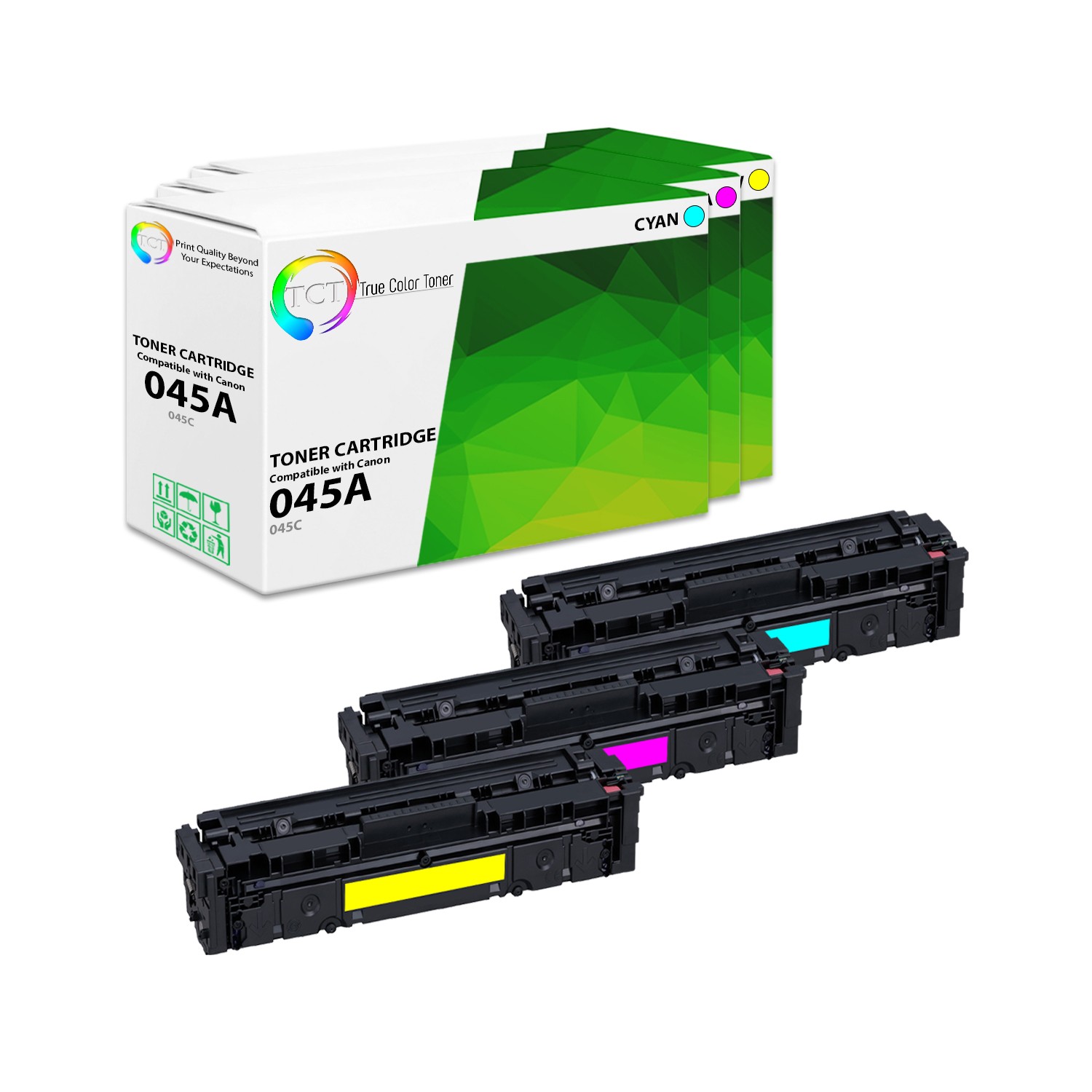 3Pk TCT 045 For Canon MF634cdw 632cdw LBP612cdw Cyan Magenta Yellow Toner