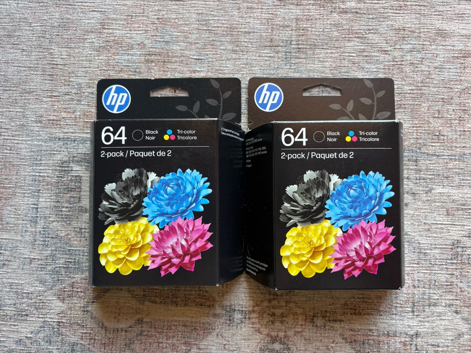 HP 64 2-pack Black/Tri-color Original Ink Cartridges, (LOT OF 2) JAN 2028 EXP