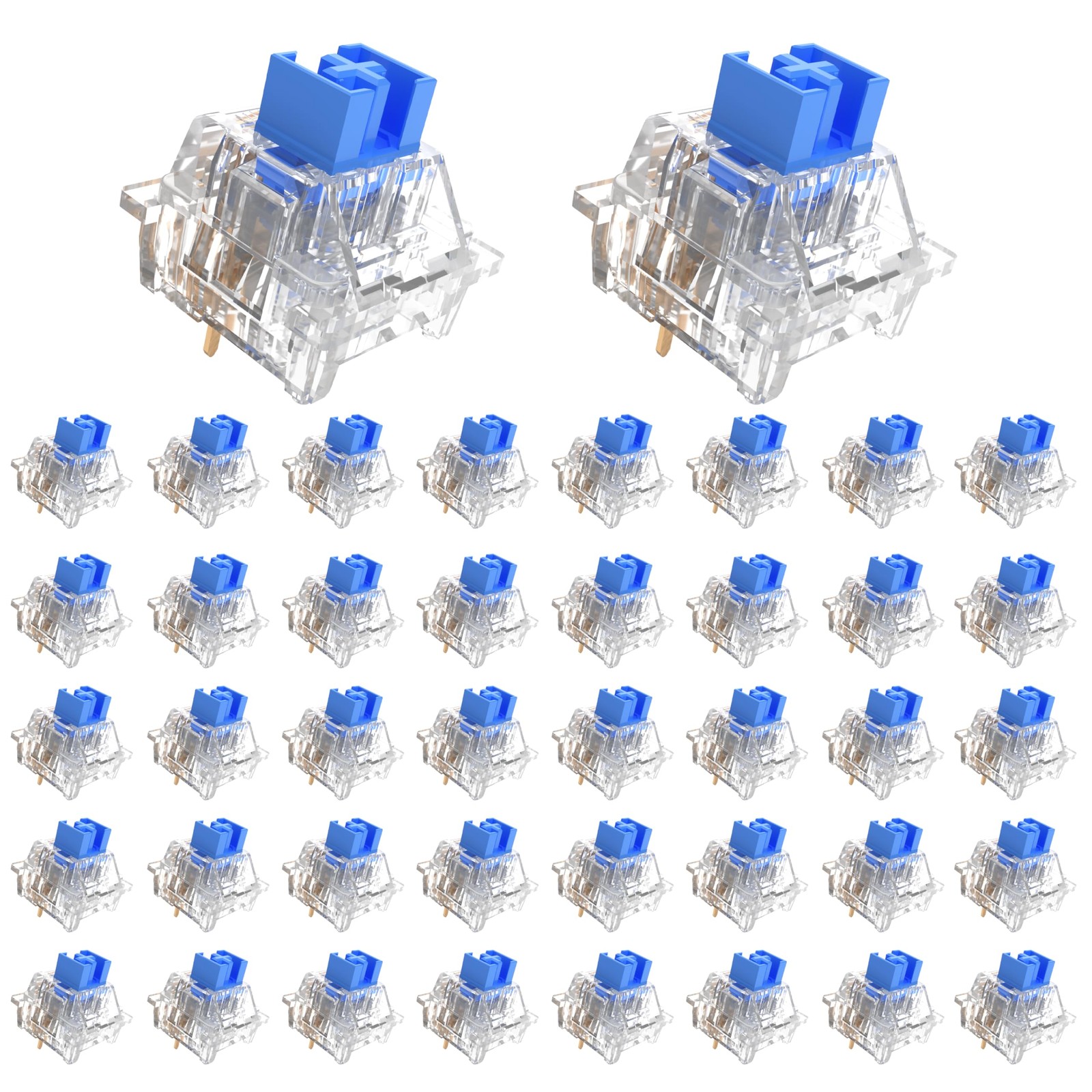 Outemu Keyboard Clickers for 3D Prints,108 Pcs Crystal Blue Keyboard Switch