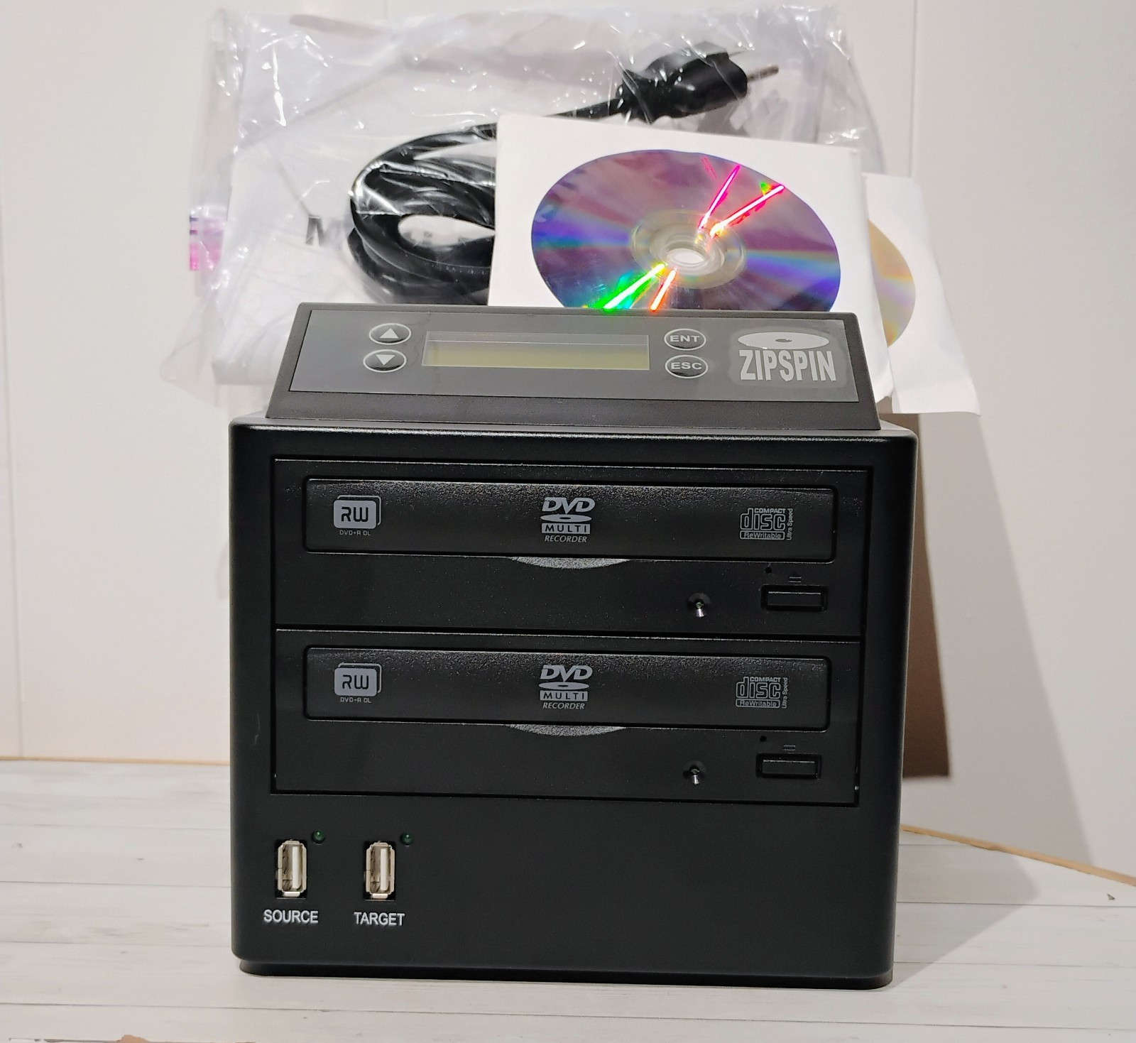 ZipSpin D121-L CD DVD R/RW Disc Duplicator Copier Recorder Burner System *Tested