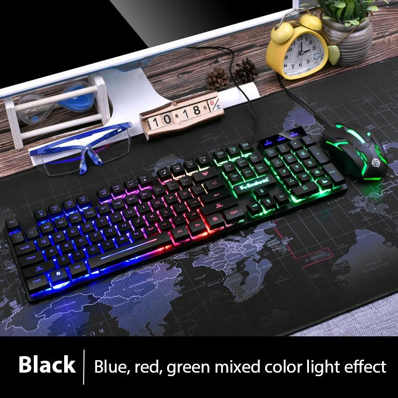 KM320 USB Wired LED Backlit Keyboard and Mouse Combo Waterproof for PC Laptop