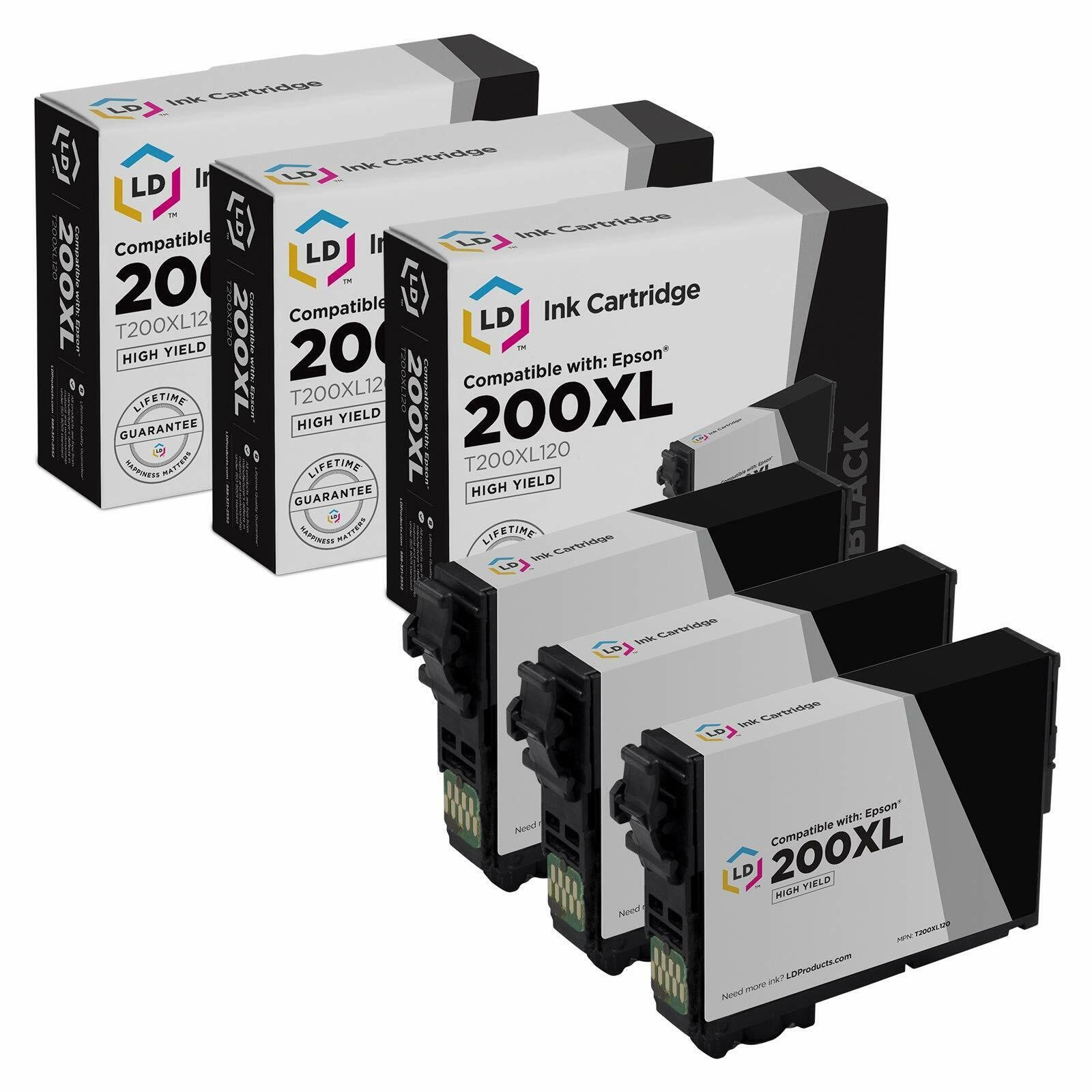 LD 3PK Replacement Black Ink for Epson 200 XL 200XL T200XL120 XP-200 XP-300