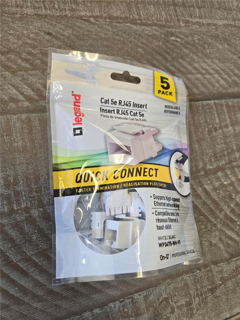 = Legrand Cat 5e RJ45 Insert Quick Connect 5 PC White WP3475-WH-V5 On-Q NEW