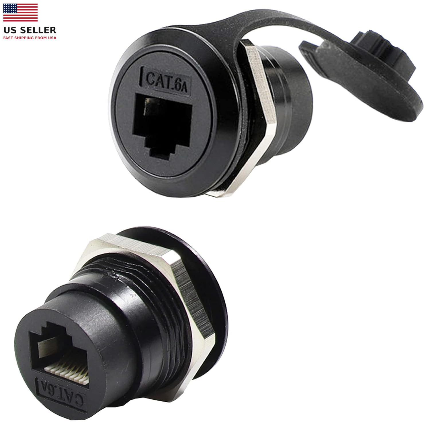 2Pack RJ45 Shielded Panel Mount Coupler, Ethernet LAN Pass through Connector, C