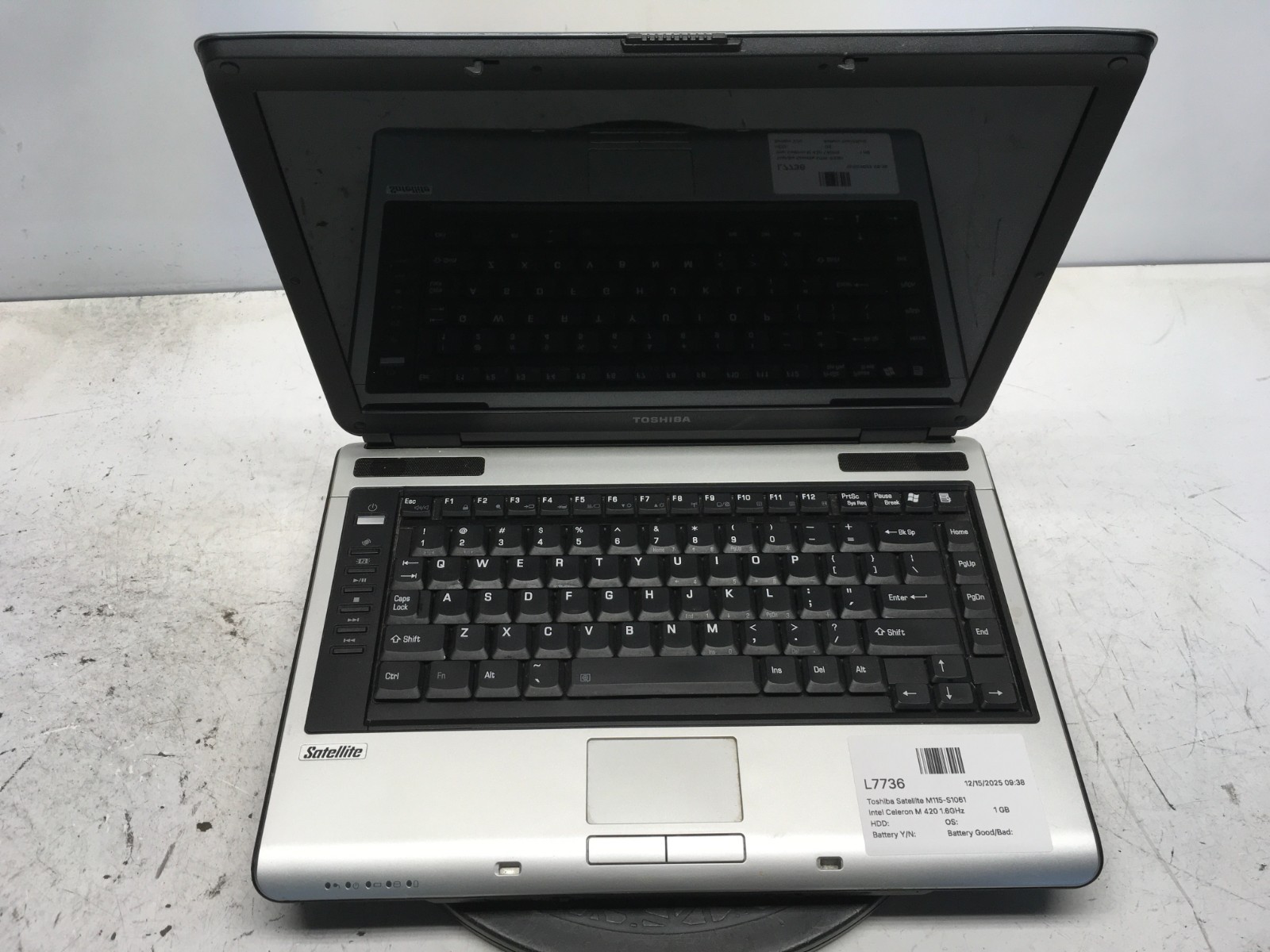 Toshiba Satellite M115-S1061 Intel Celeron M 420 1.6GHz 1 GB NO HDD
