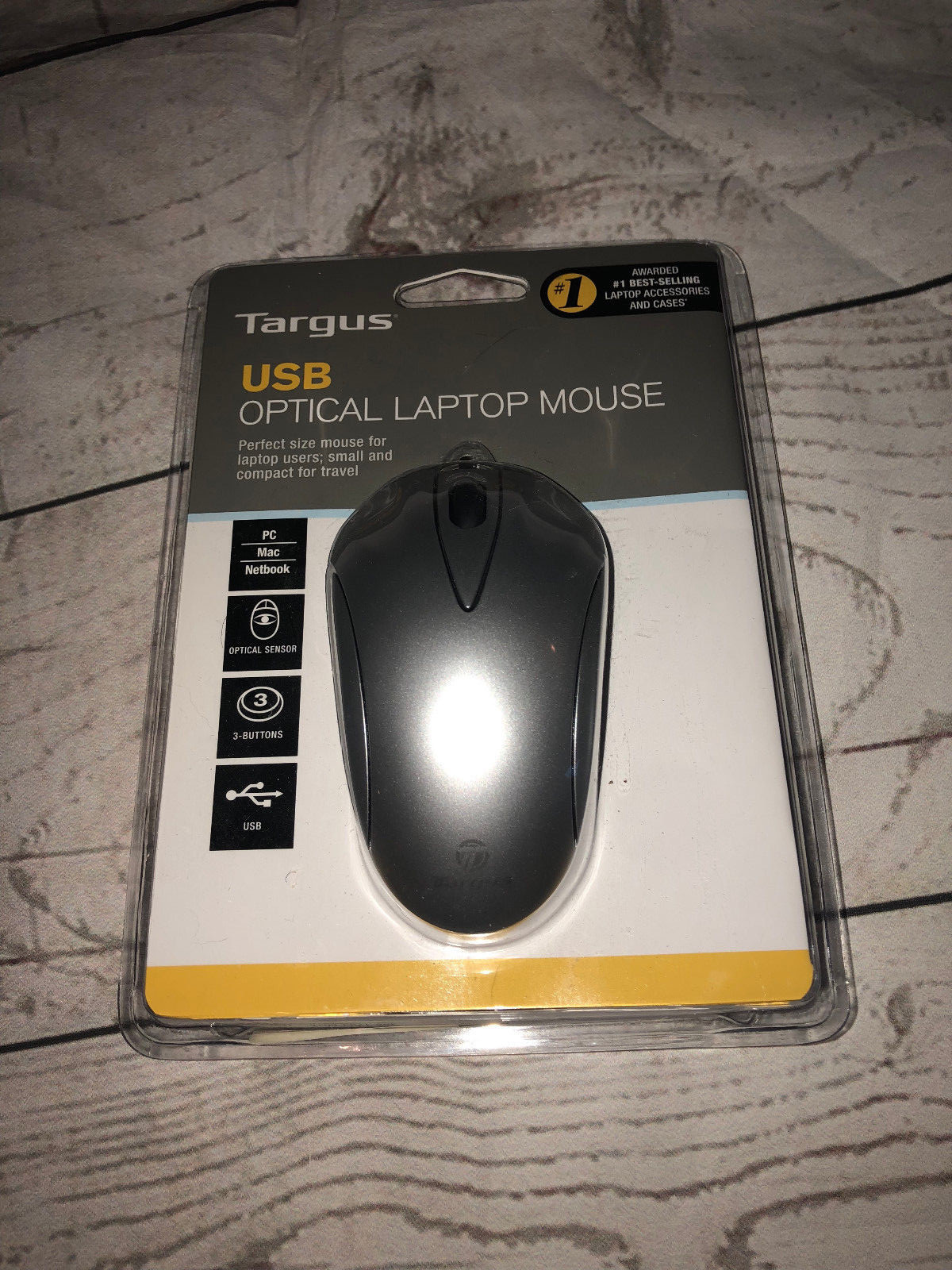 Targus 3-Button USB Optical Laptop Mouse Scroll Wheel 800 DPI PC Mac Netbook