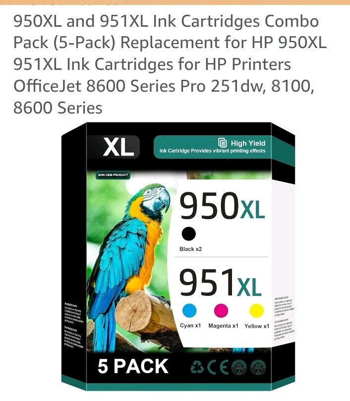 4PK 950XL 951XL Ink Cartridge For HP OfficeJetPro 8610 8620 8100 8630