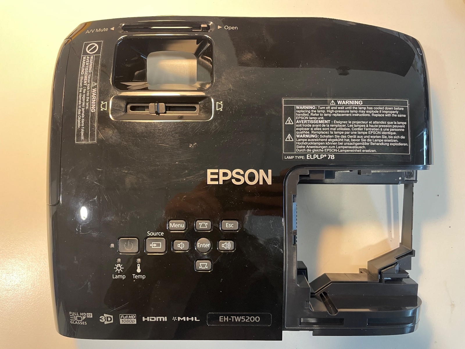 Genuine EPSON EH-TW5200 H561B 3LCD Full HD Projector Top Cover Housing Buttons