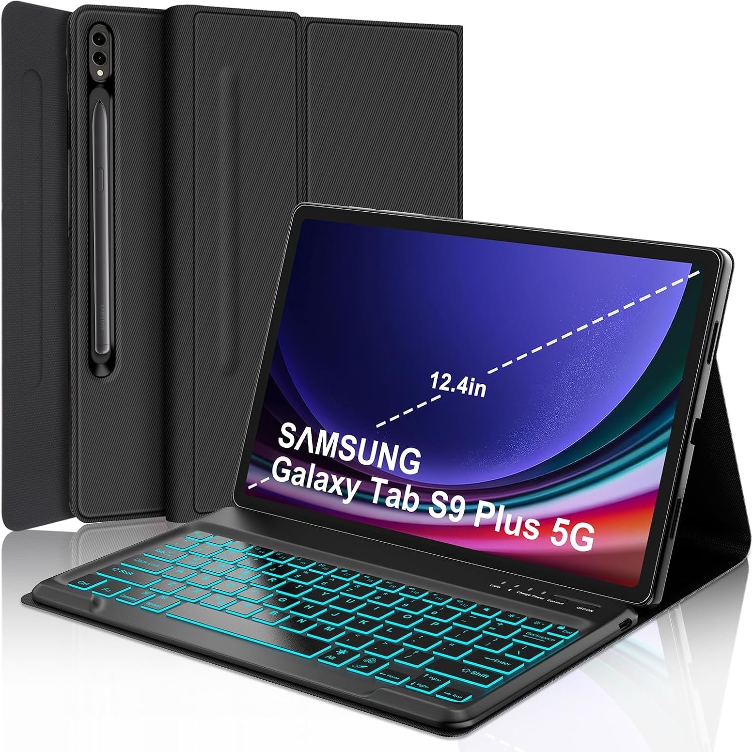 Keyboard Case for Samsung Galaxy Tab S9+ Plus 12.4 inch - Galaxy Tab Case S10+ w