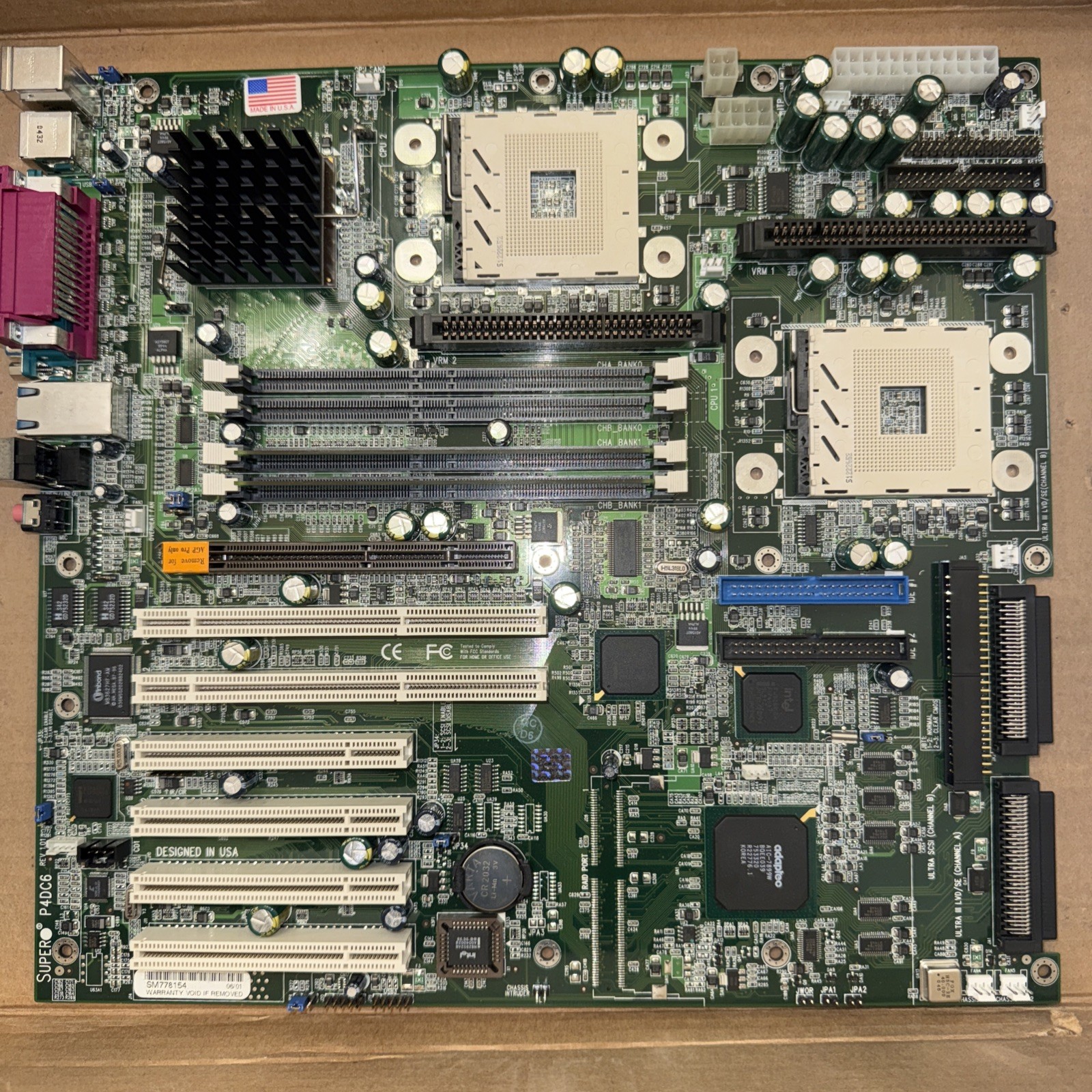 Supermicro P4DC6 Rev 1.01 Dual Socket 603 Xeon Motherboard NOS New RDRAM SCSI