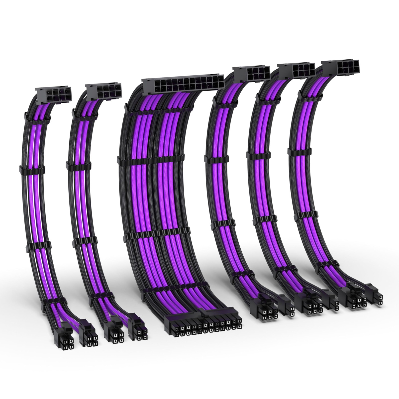 EZDIY-FAB PSU Cable Extension Kit,16AWG Power 300 millimeters, Black Purple 