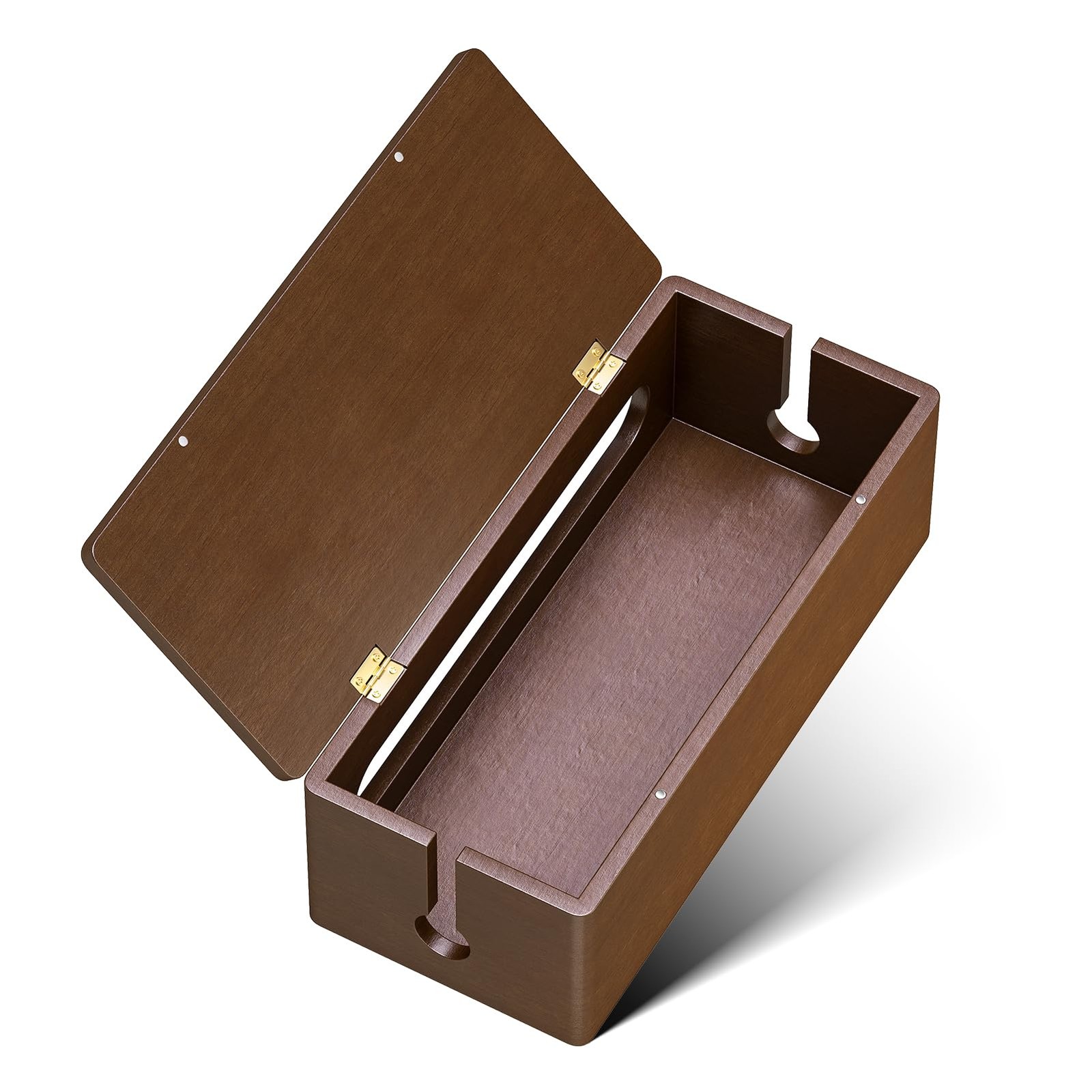 Solid Wood Cable Management Box Walnut Color 14.2x6.1x4.1 Cord Organizer