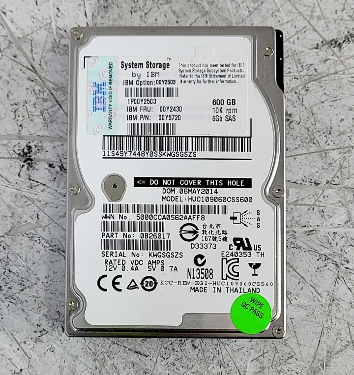 IBM HUC109060CSS60 0B26017 Hard Drive 2.5" 600GB SAS