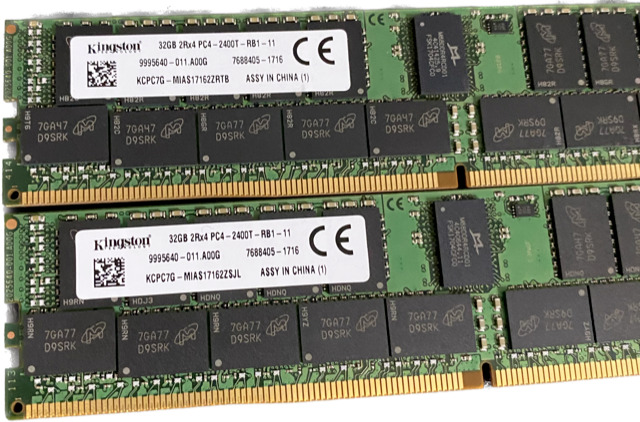 Lot of 2 Kingston 32GB 2Rx4 PC4-2400T RB1-11 KCPC7G-MIA Server RAM