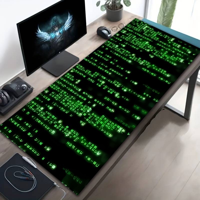 1pc Diatom Mud Material, Cool Green Code Pattern Design Extra-Large Gaming Mou