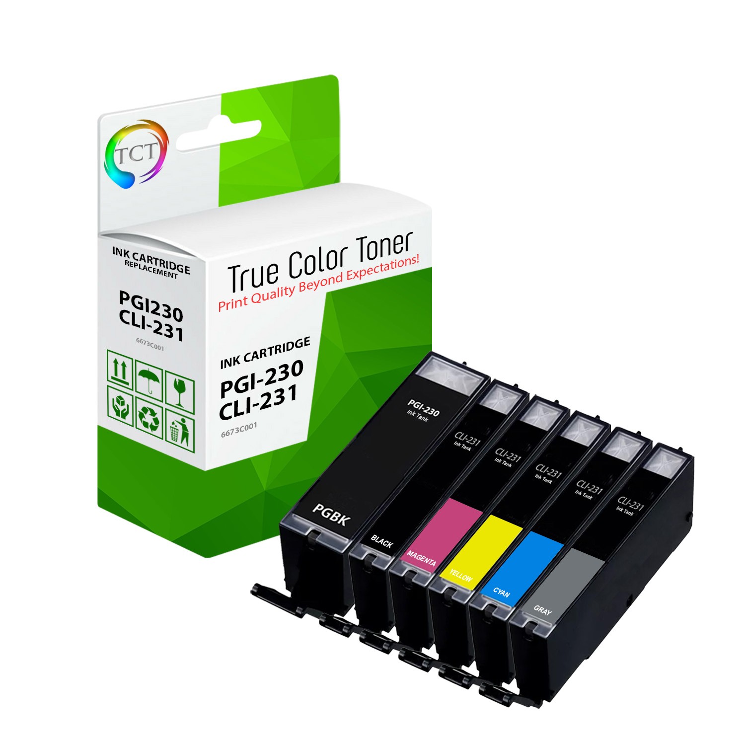 6PK TCT Compatible PGI-230 CLI-231 For Canon PIXMA TS8820 Ink Cartridge