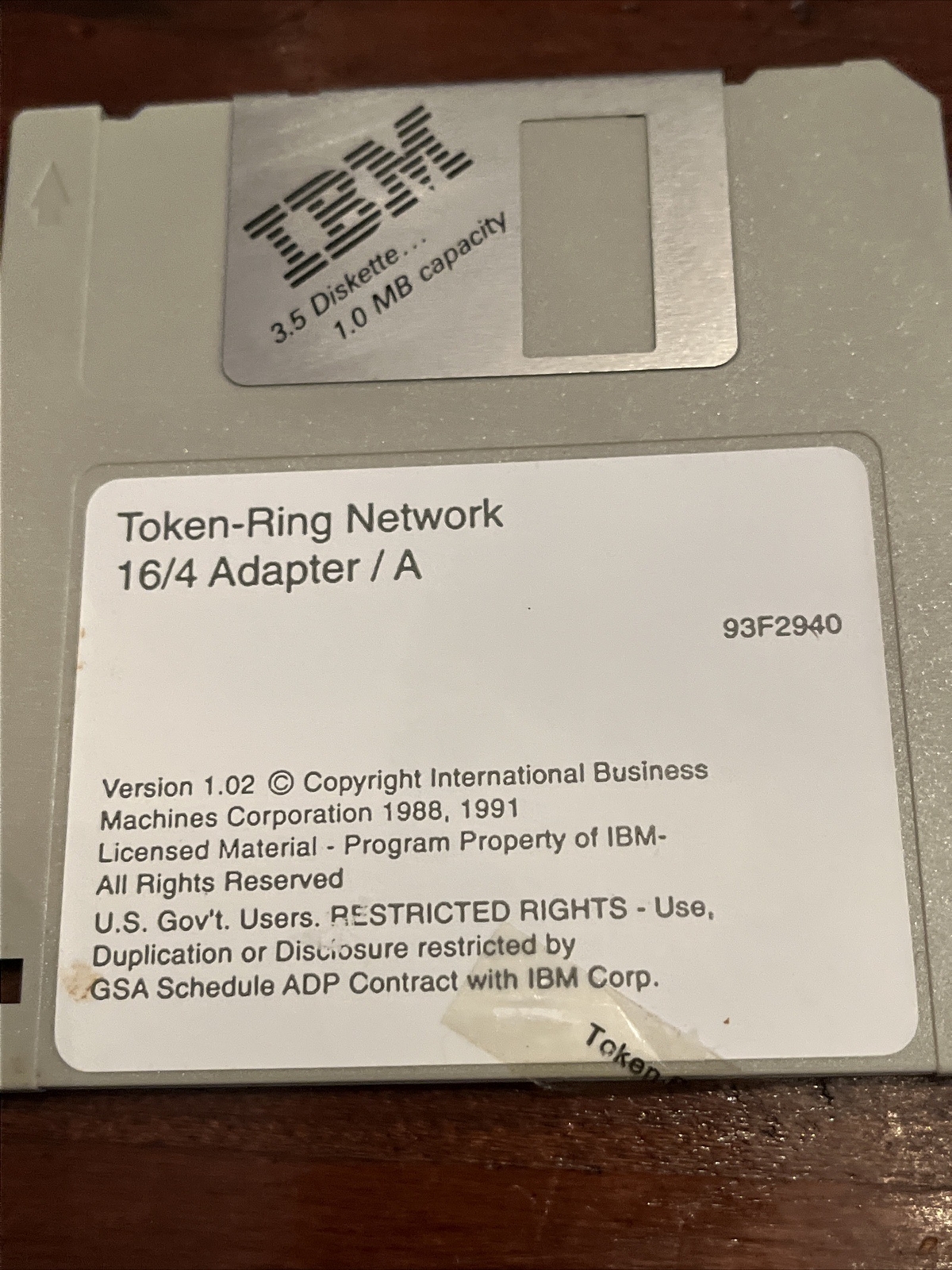 IBM Token-Ring Network 16/4 Adapter / A 93F2940 - Version 1.02