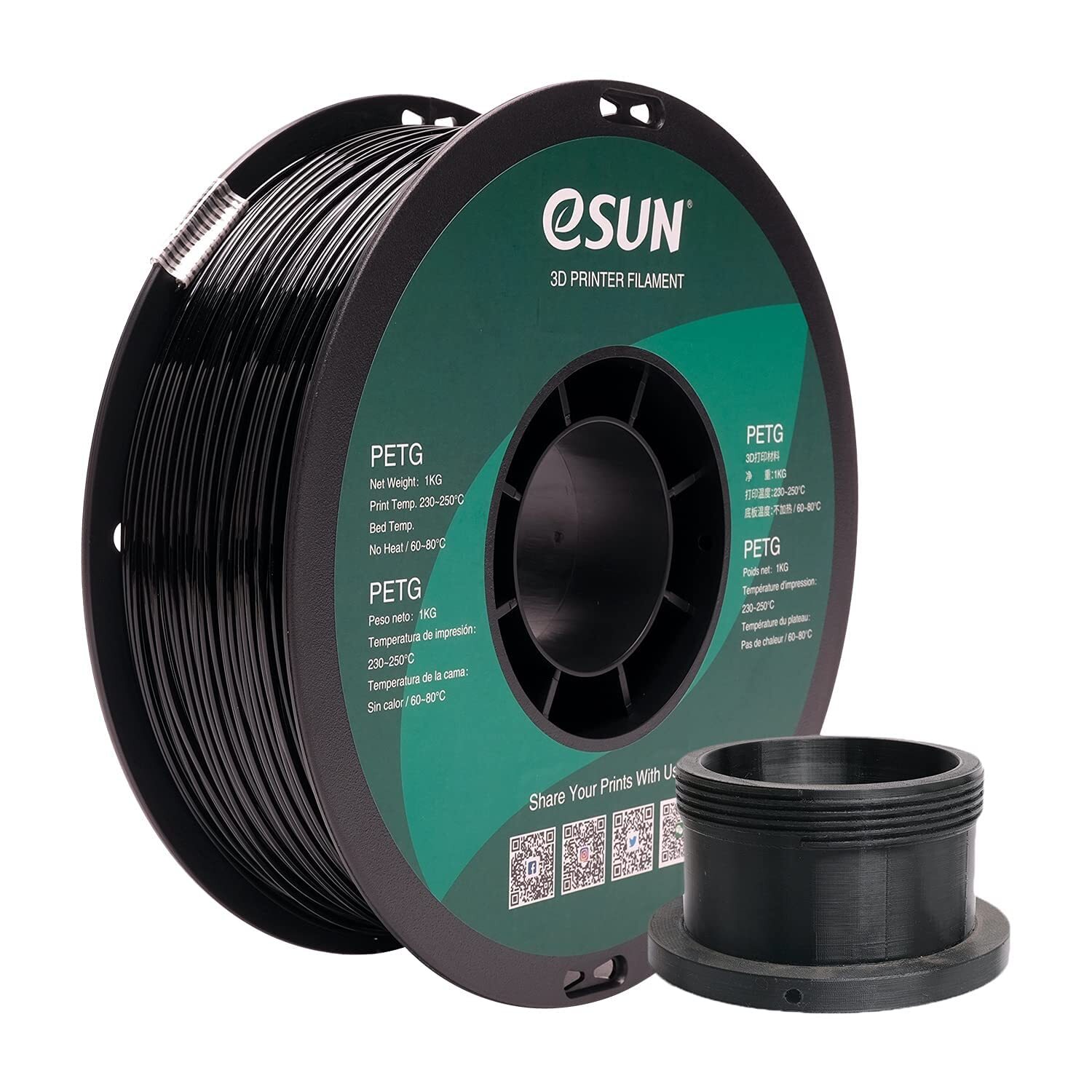 Solid Black 1Kg Petg 3D Printer Filament 175Mm Vacuum Sealed High Quality