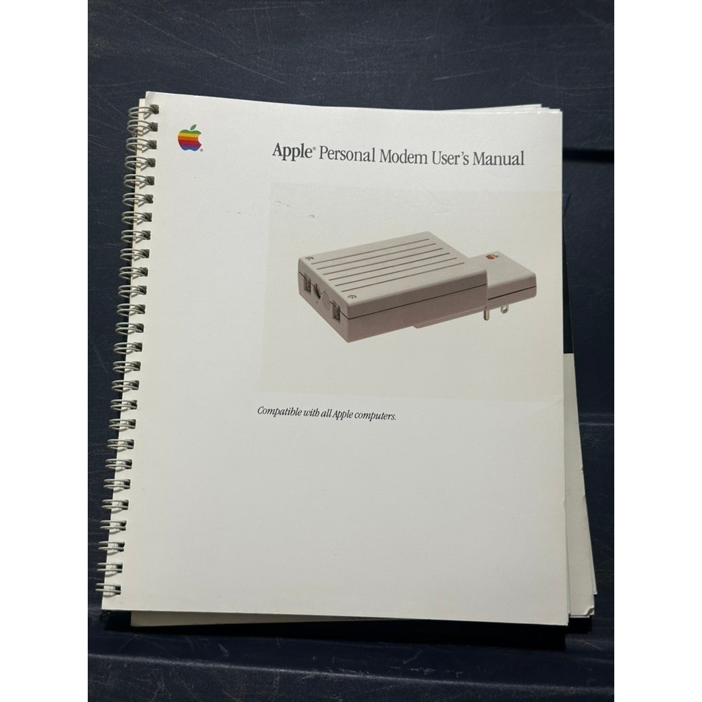 Vintage Apple Personal Modem User's Manual Spiral Bound Macintosh