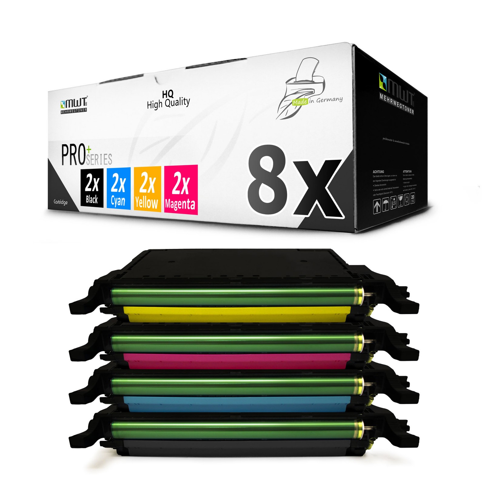 8x PRO Cartridge replaces Samsung CLP-C600A CLP-K600A CLP-M600A CLP-Y600A