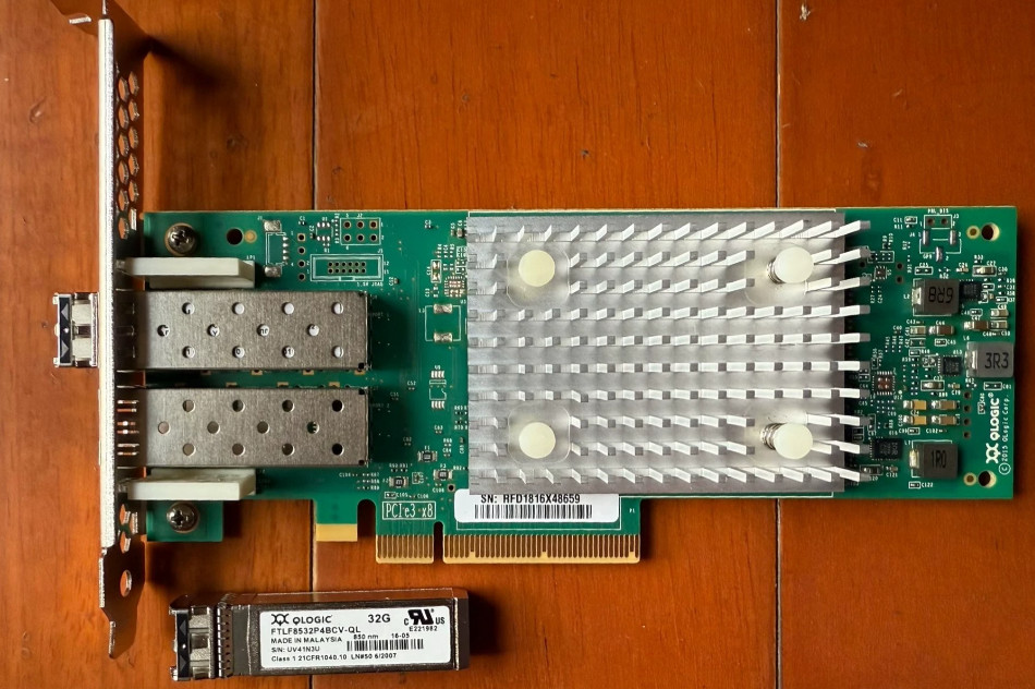 Dell 0T3TK5 QLogic QLE2742 Dual Port 32Gb FC HBA Card With SFP+ Transceivers