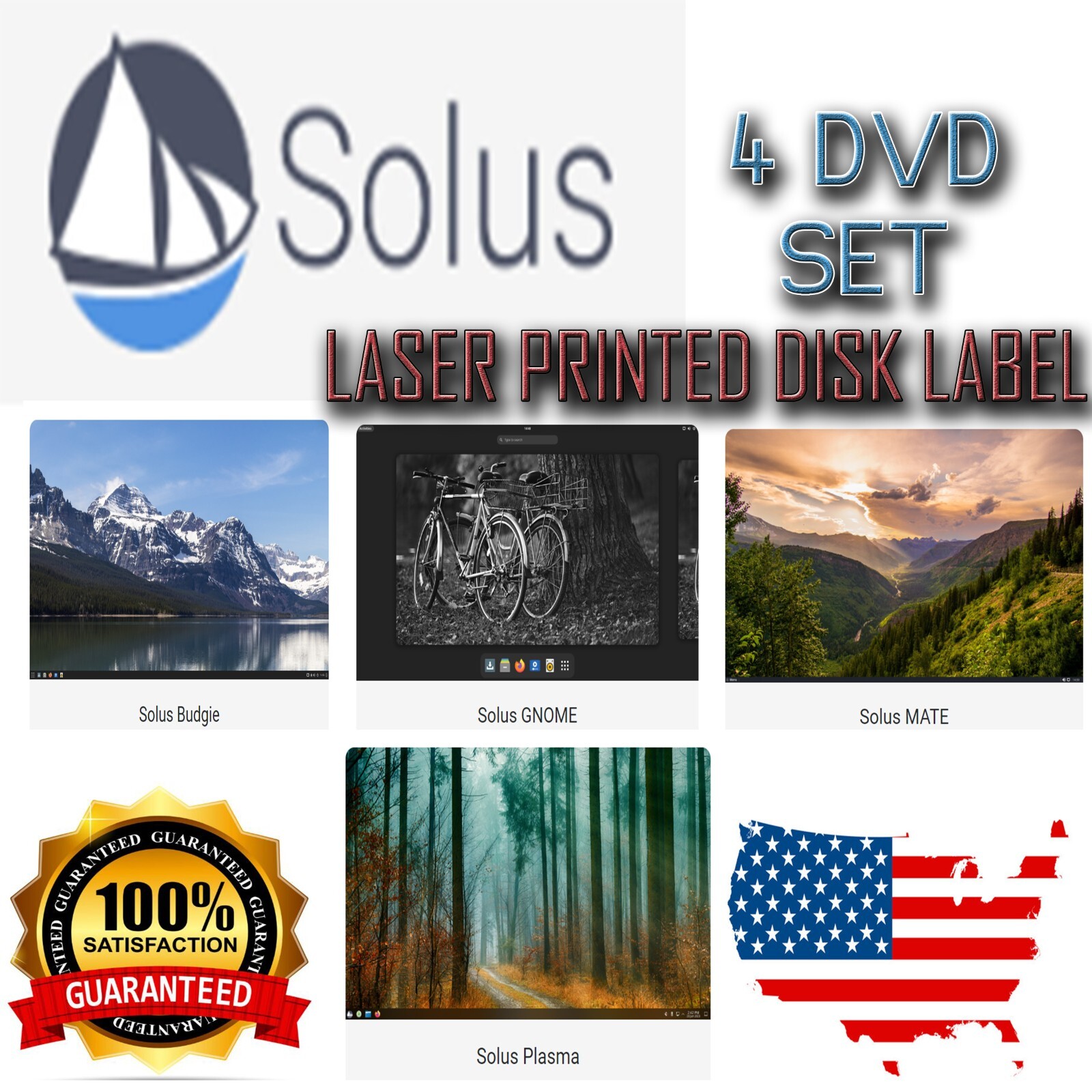 Solus 4.3 | 4 DVD Set | Linux Operating System  | Fast Shipping from the USA