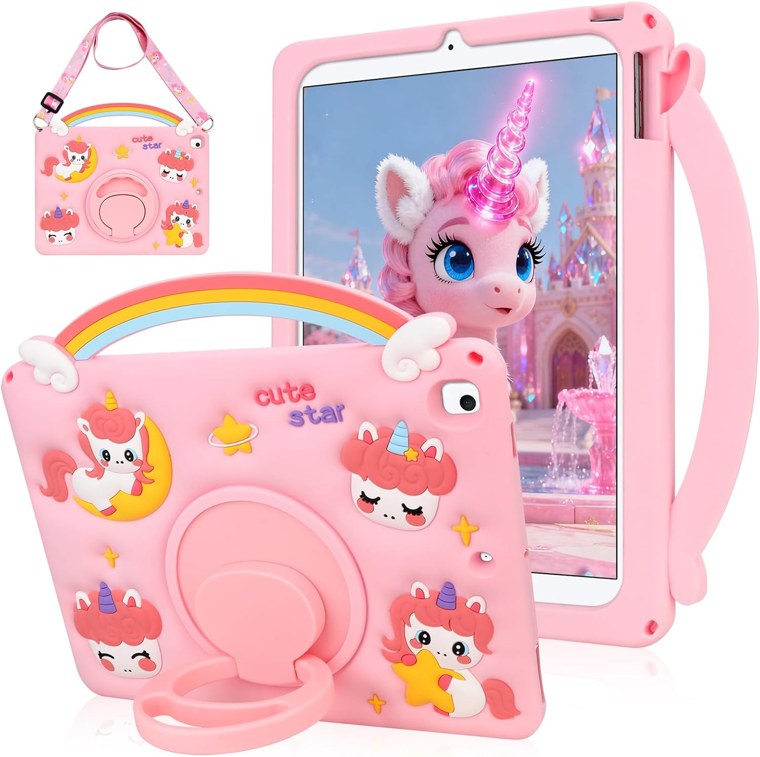 for iPad 6th 5th Generation Case iPad Air 2/Pro Protective Cover Rainbow Unicorn