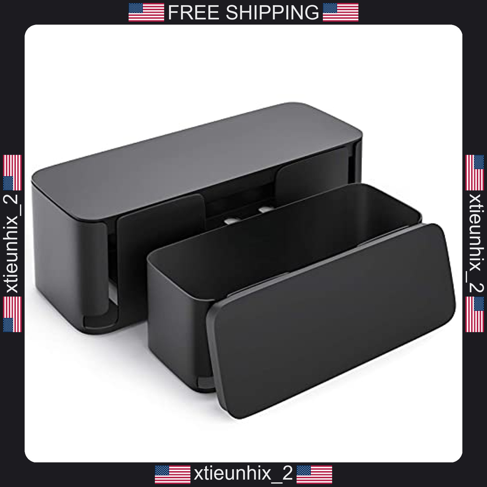 YECAYE Cable Management Box Set for Home & Office, Child-Proof, Dustproof, Black