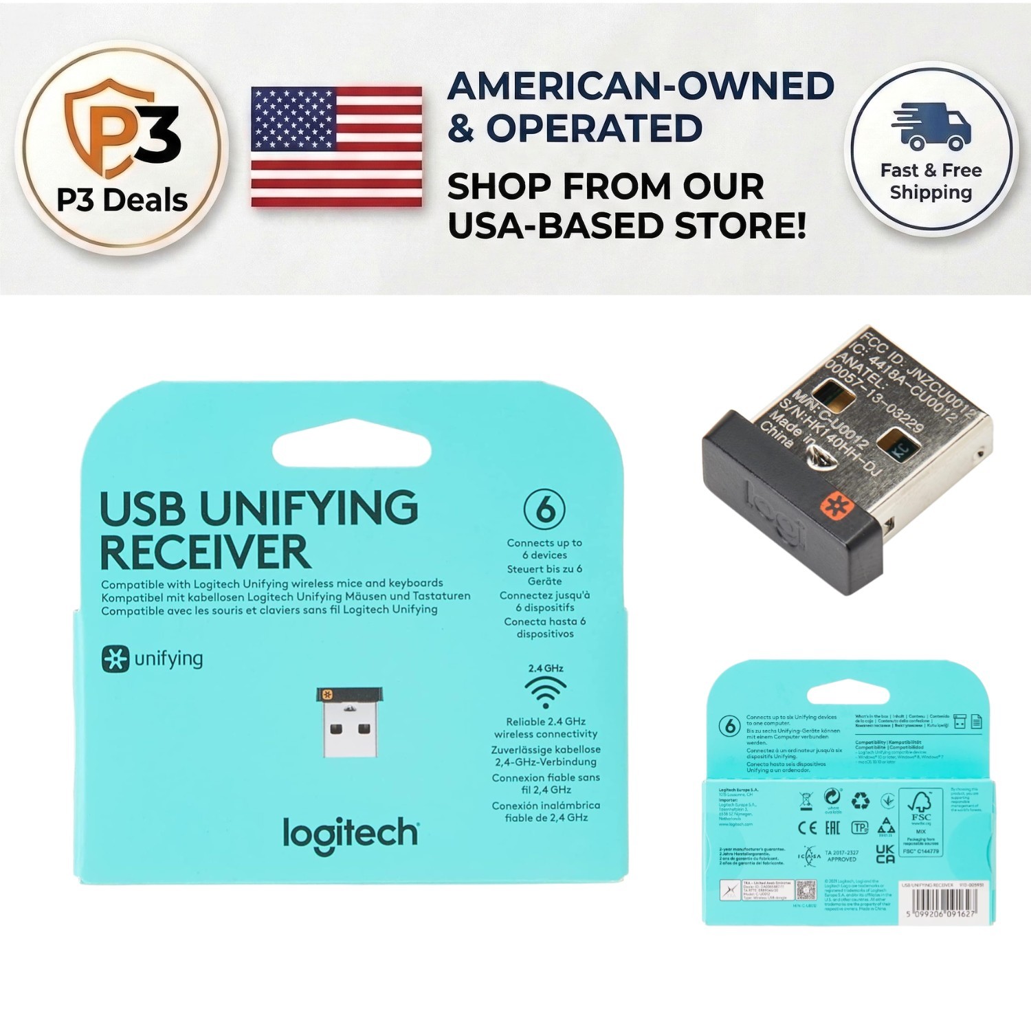 New Unifying Wireless USB Receiver for Mouse & Keyboard - Multi-Device Support