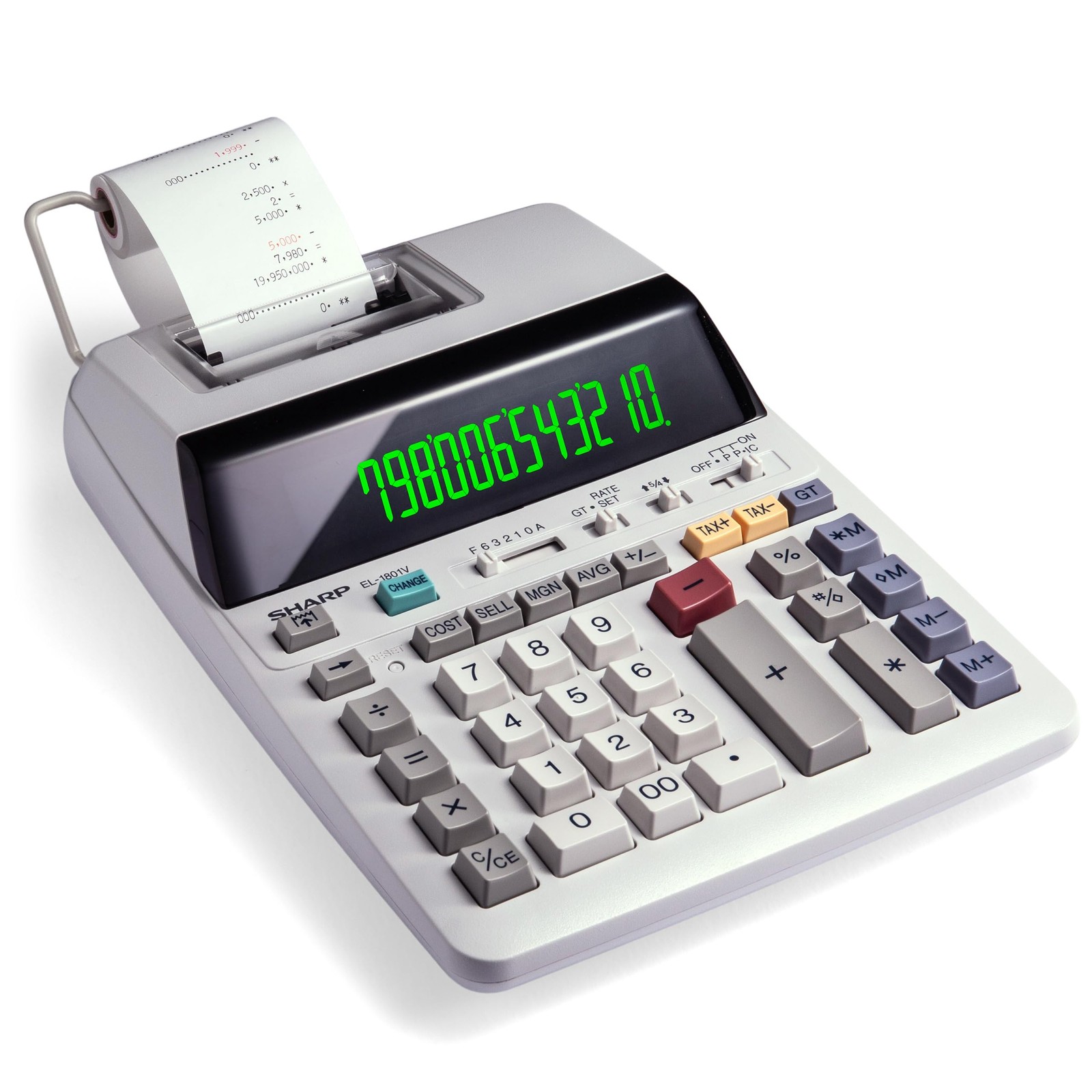 Sharp EL-1801V Ink Printing Calculator, 7.6 x 10.1 x 2.5 inches, White