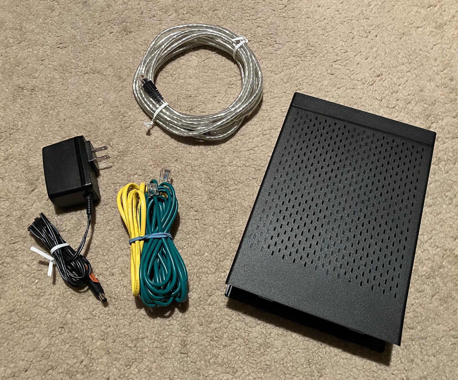CenturyLink ZyXEL C3000Z Modem, Adapter, Cables, & Belkin High-speed RJ11M Cable
