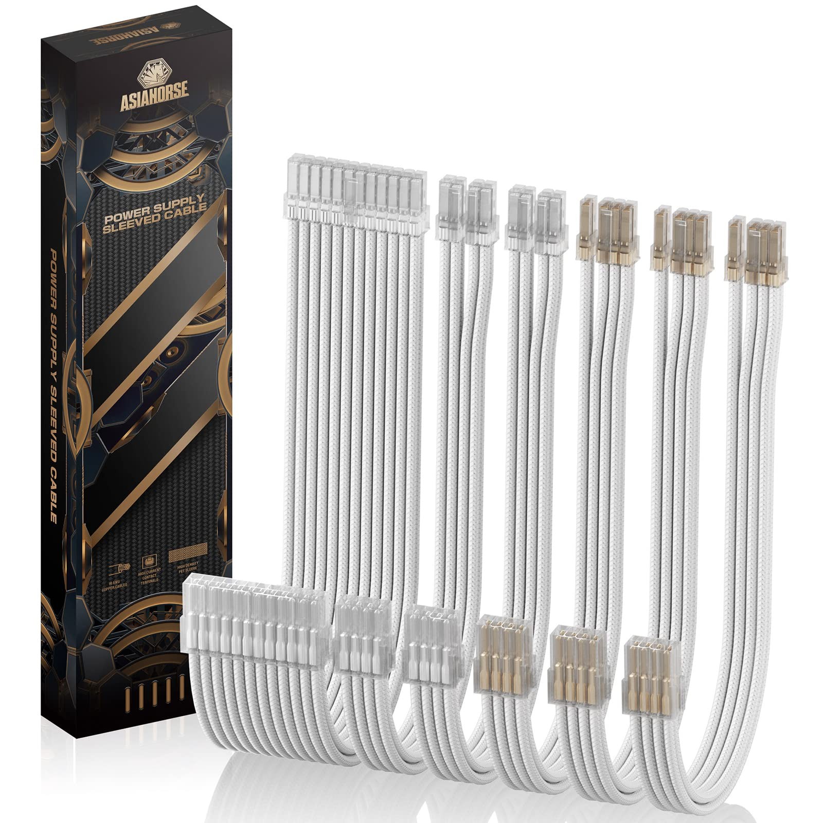 AsiaHorse Power Cords Extension Cable, 16 Power Supply Sleeved Cable Kit