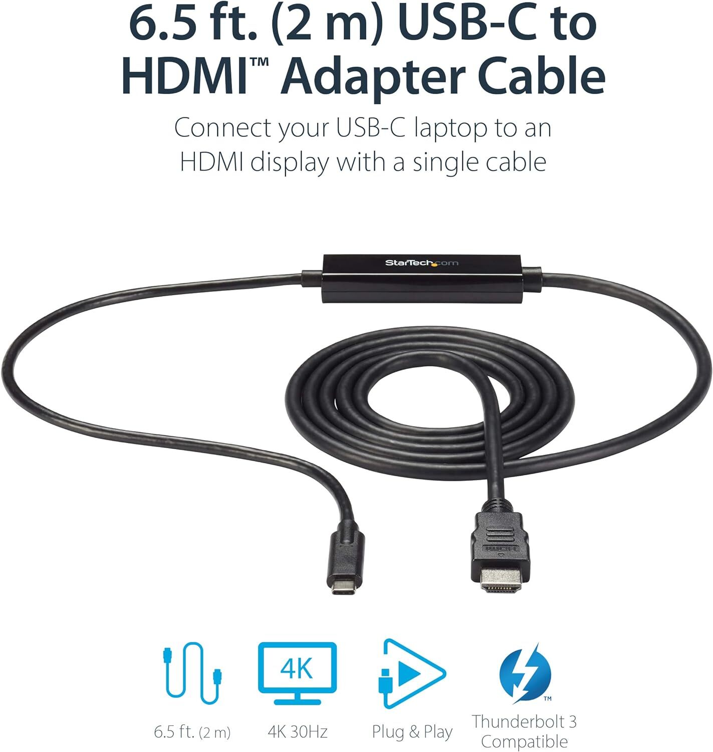 StarTech.com 6ft CDP2HDMM2MB - USB Type-C to HDMI Adapter Cable - 4K 30H