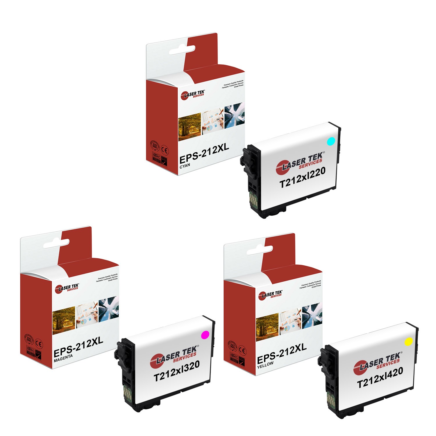3Pk LTS 212XL CMY HY Compatible with Epson Workforce Wf-2830 Ink Cartridge