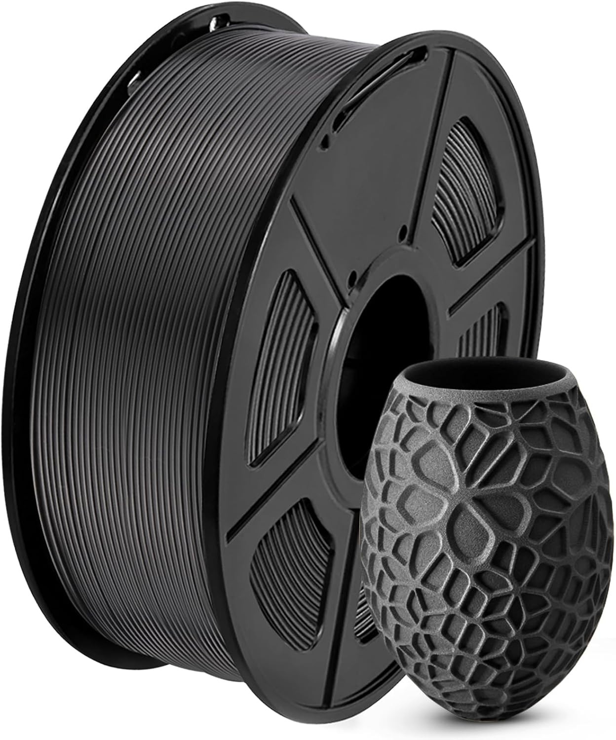 Premium Neatly Wound Black PLA 3D Printer Filament (1.75mm, 1kg Spool)