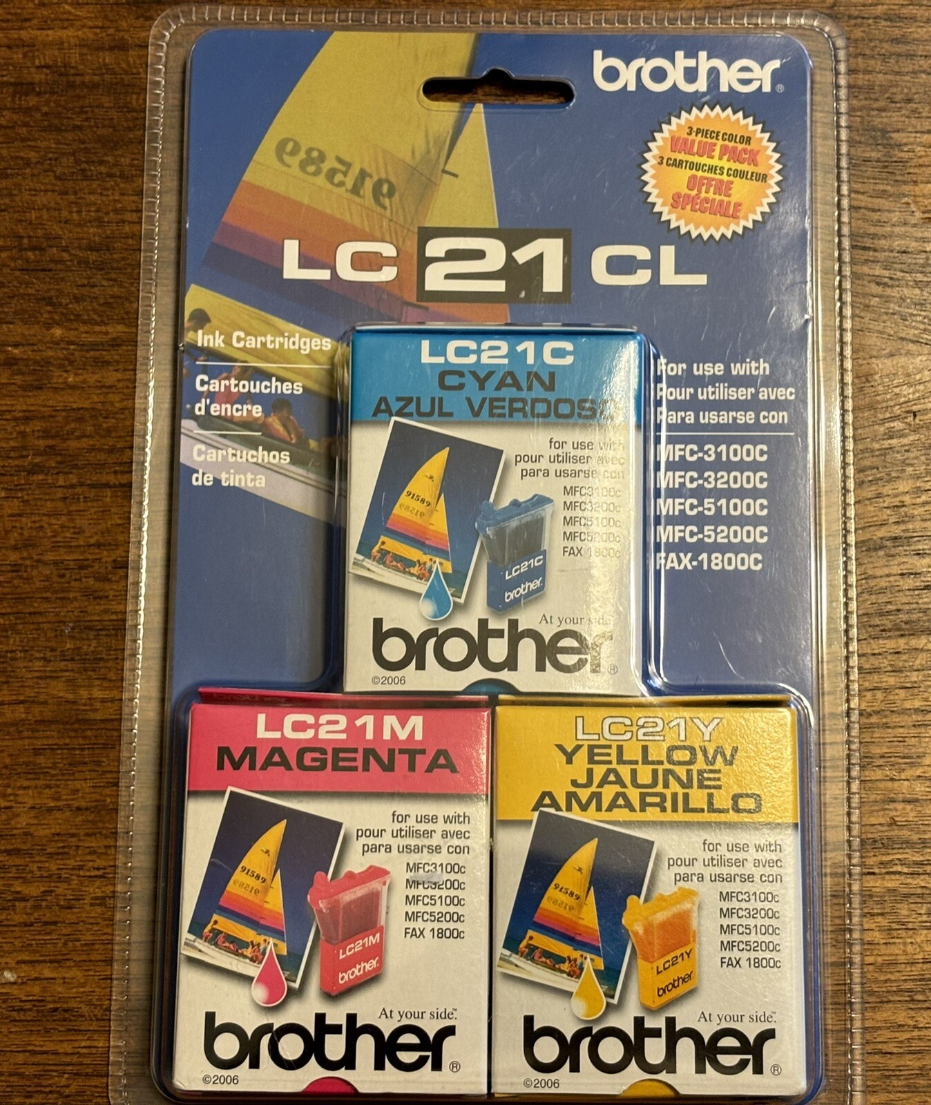 Brother Ink LC21CL Cartridges 3 Colors Value Pack Sealed Expired 2007