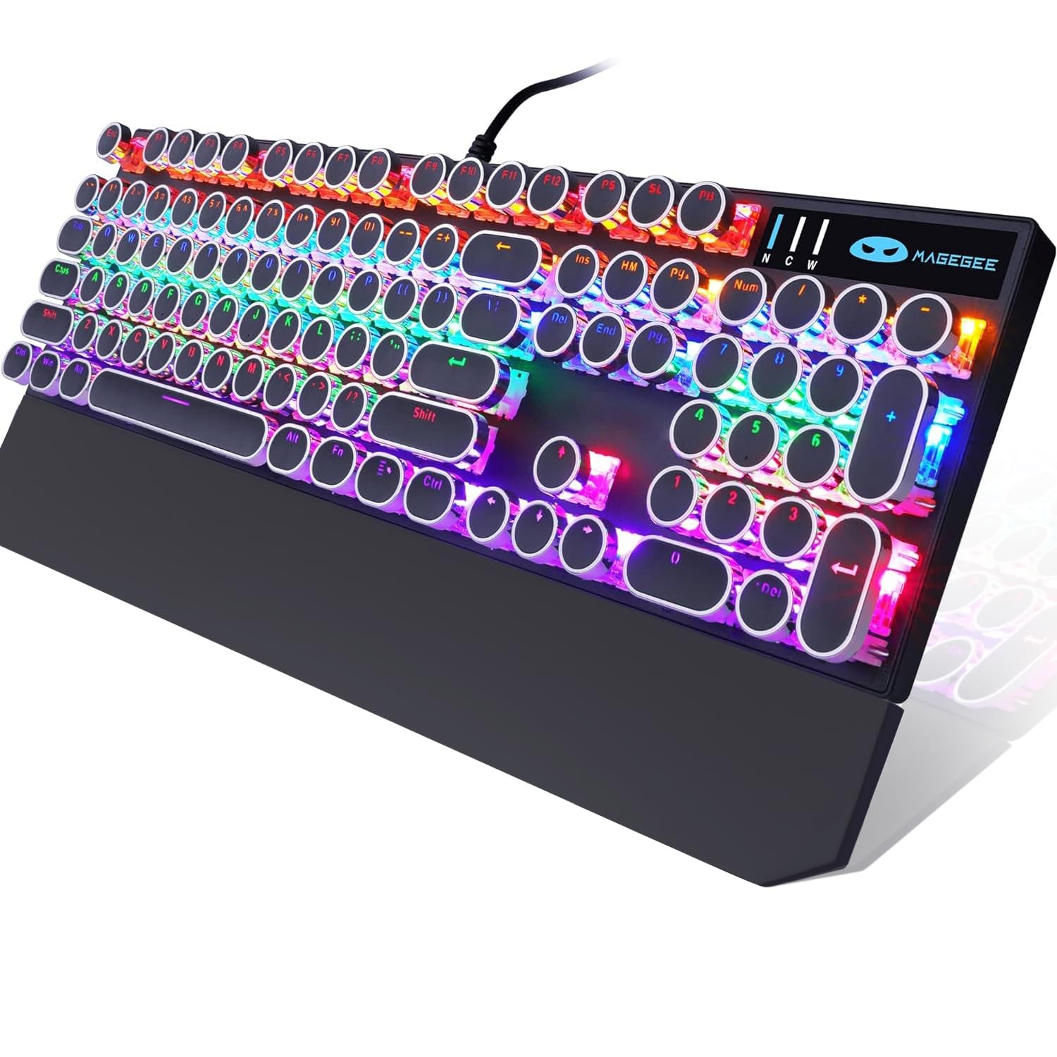 Camiysn Typewriter Style Mechanical Gaming Keyboard, Black Retro Punk 