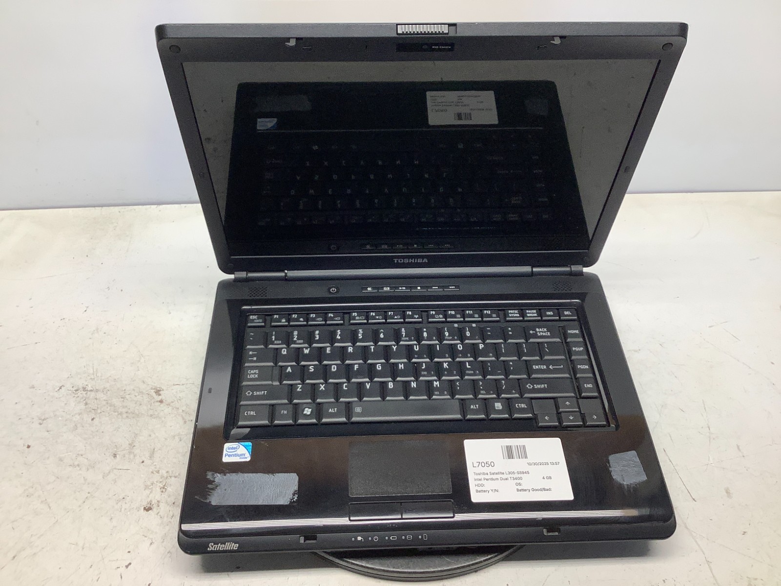 Toshiba Satellite L305-S5945 Intel Pentium Dual T3400 2.16GHz 4 GB NO HDD
