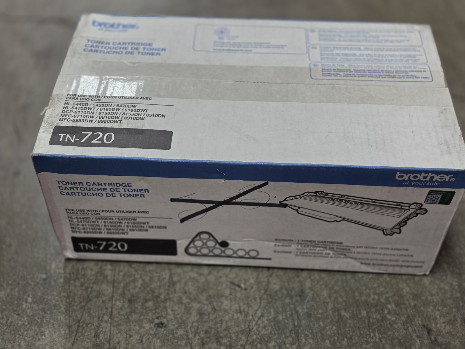 Genuine Brother TN-720 Black Toner Cartridge OEM New Standard Yield TN720