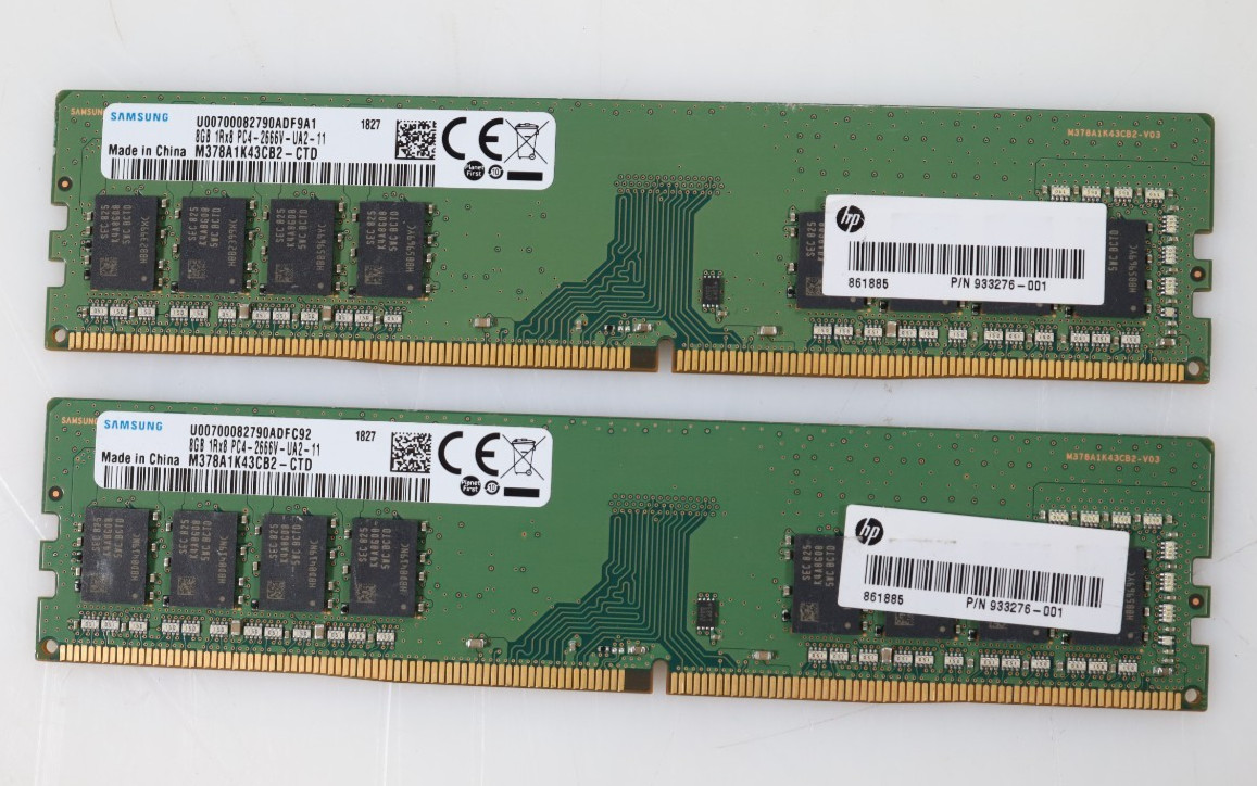 Lot 2x 8GB (16GB) Samsung M378A1K43CB2-CTD 2666MHz PC4-21300 DIMM Desktop Memory