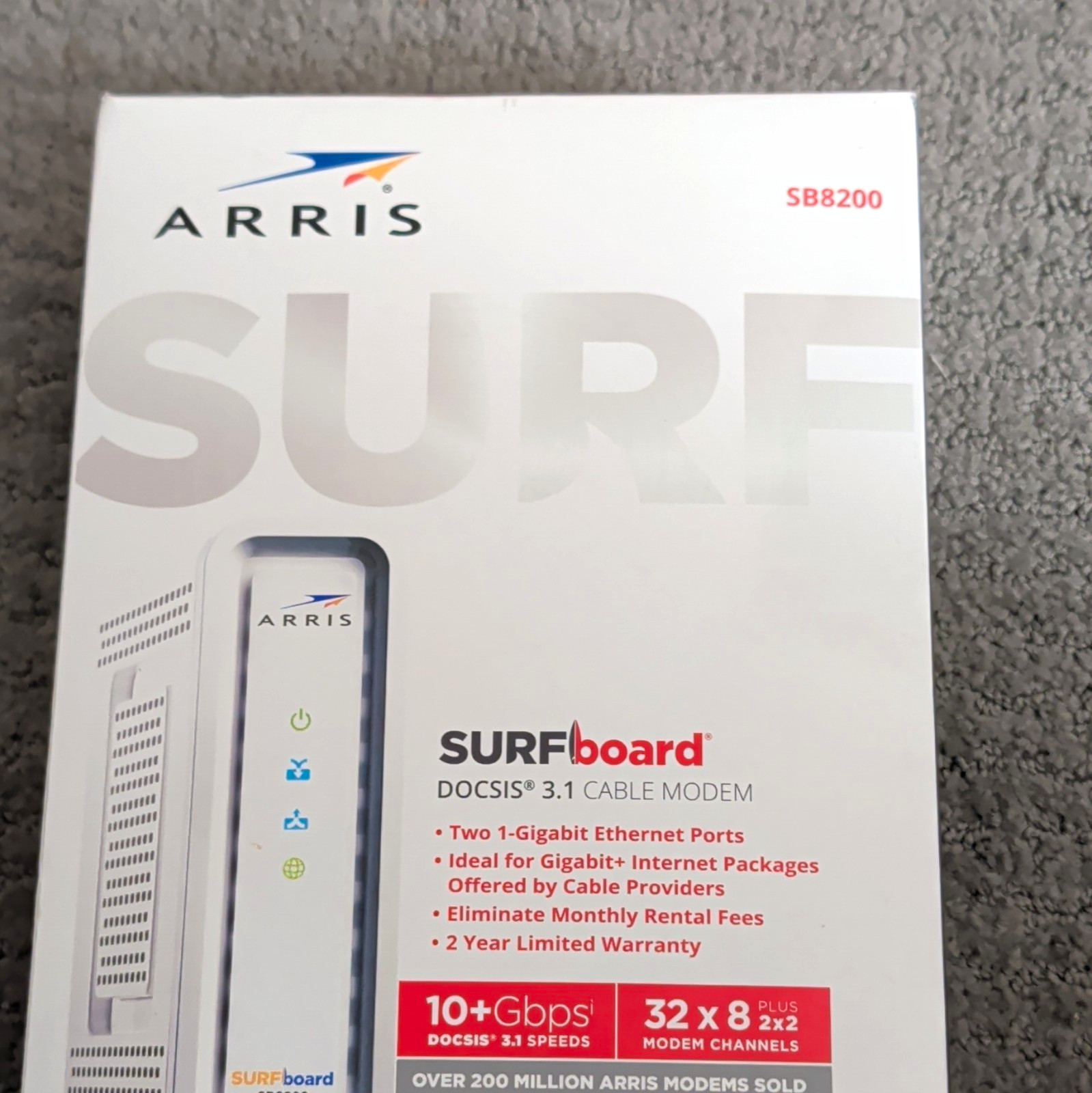 ARRIS SURFboard SB8200 DOCSIS 3.1 Cable Modem 10+Gbps 2x Gigabit Ports