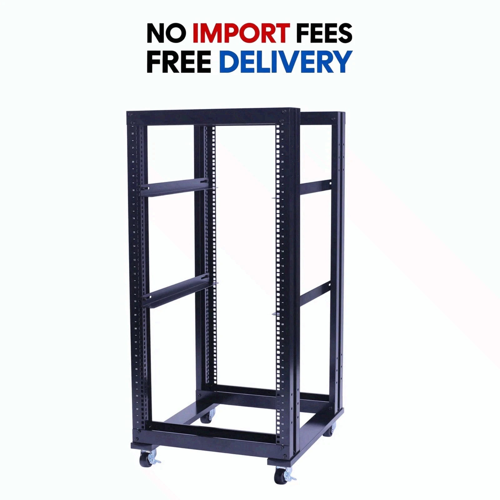 22U 4 Post Open Frame 19inch Data Network It Server/Audio Rack 31" Deep UL