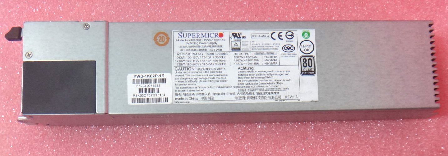 OEM  Supermicro 1620W 80 Plus Platinum Power Supply PWS-1K62P-1R