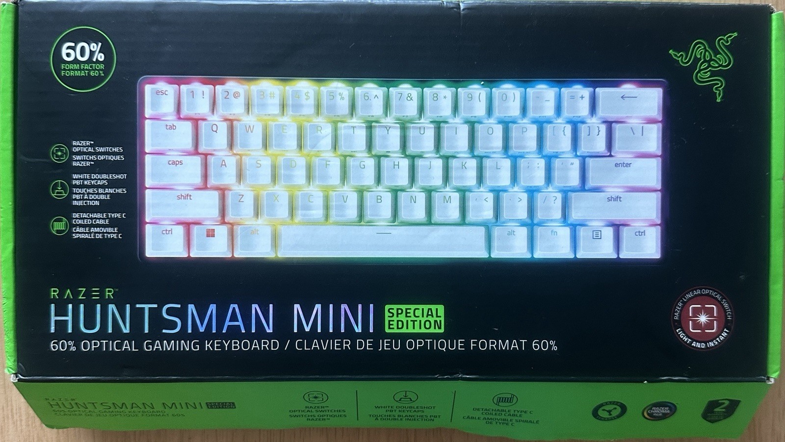 Razer Huntsman Mini Special Ed. 60% Optical Gaming Keyboard White Keys Blk Base