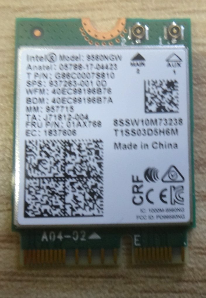 Genuine INTEL 9560NGW DUAL BAND WIRELESS-AC 9560 BLUETOOTH 5.1 WIFI CARD 01AX768
