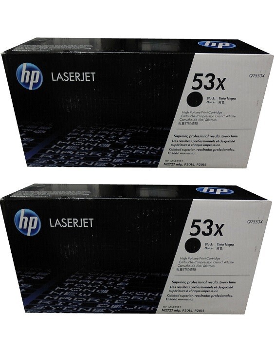 2 Genuine HP 53X Toner Cartridges Black Boxes Q7553X OPEN BOX OPEN BAG