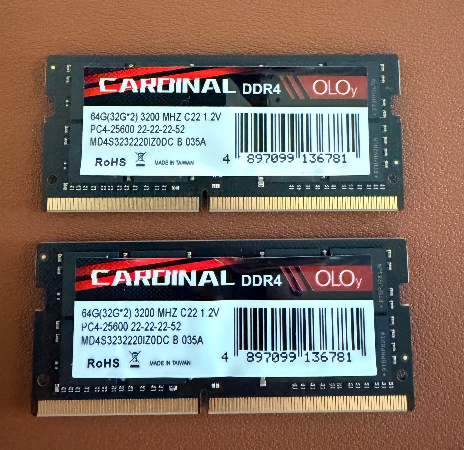 64GB (32x2) 3200 MHZ DDR4 SDRAM Laptop Memory - Cardinal OLOy
