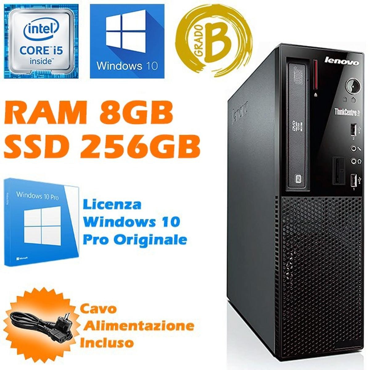 Lenovo ThinkCentre Edge 72 Desktop Computer I5 3470S Rs232 8Gb 256Gb Ssd